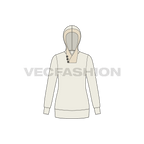 Womens sweat jumper flat sketch, front view