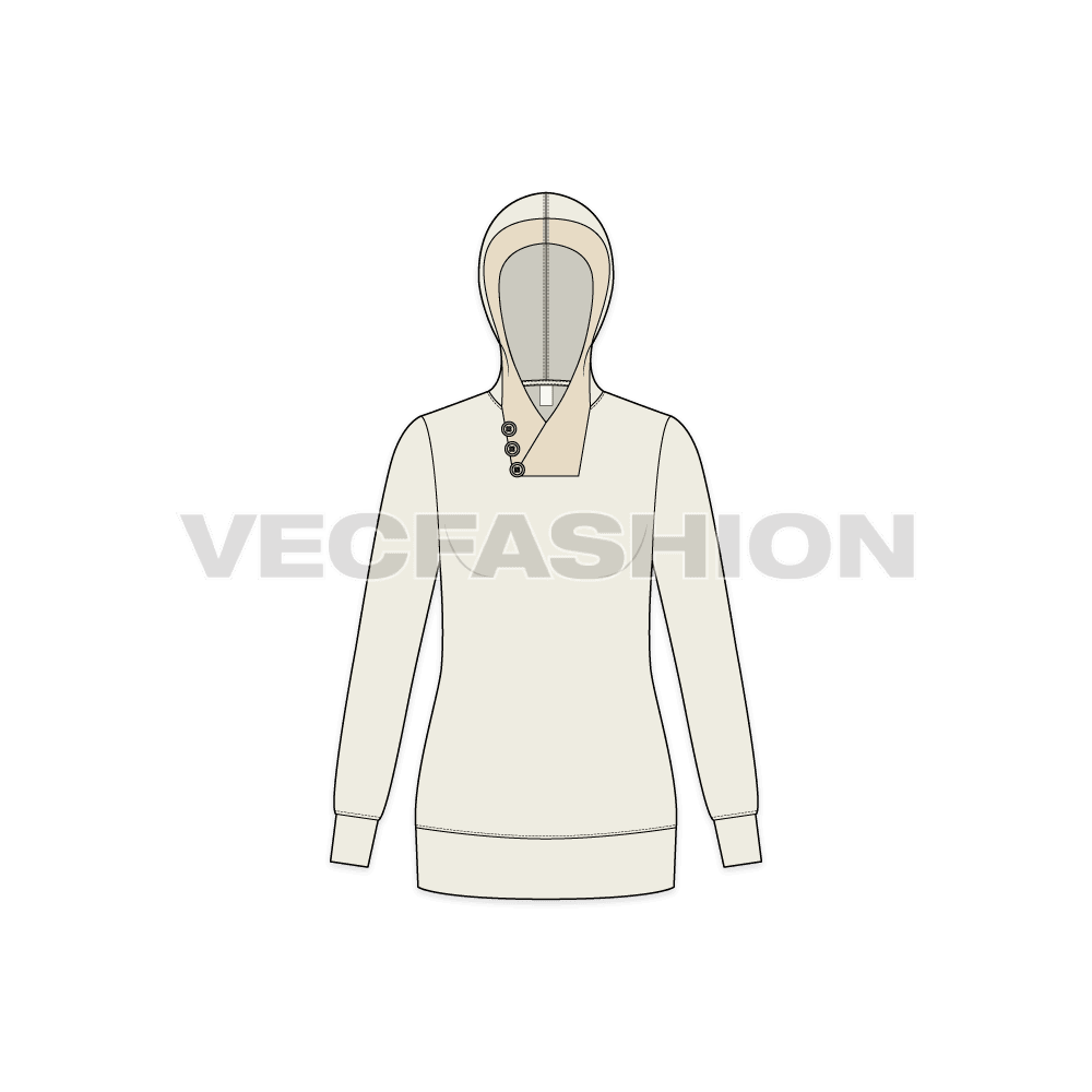 Womens sweat jumper flat sketch, front view