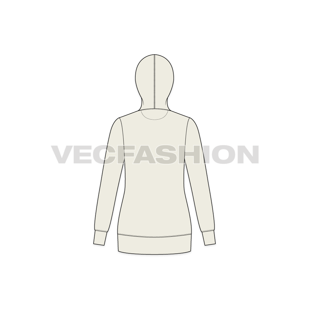 Womens sweat jumper flat sketch, back view