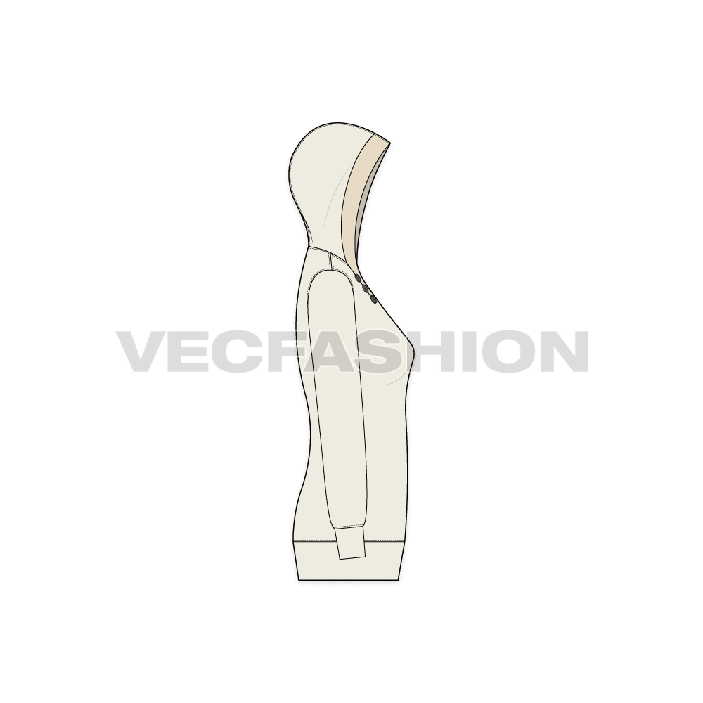 Womens sweat jumper flat sketch, side view