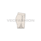Womens sweat shorts flat sketch, side view