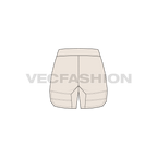 Womens sweat shorts flat sketch, back view