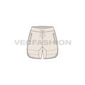 Womens sweat shorts flat sketch, front view
