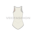 Womens swimming bodysuit flat sketch, back view
