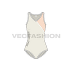 Womens swimming bodysuit flat sketch, front view