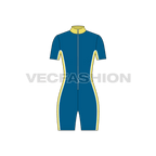 Womens swimming singlet flat sketch, front view