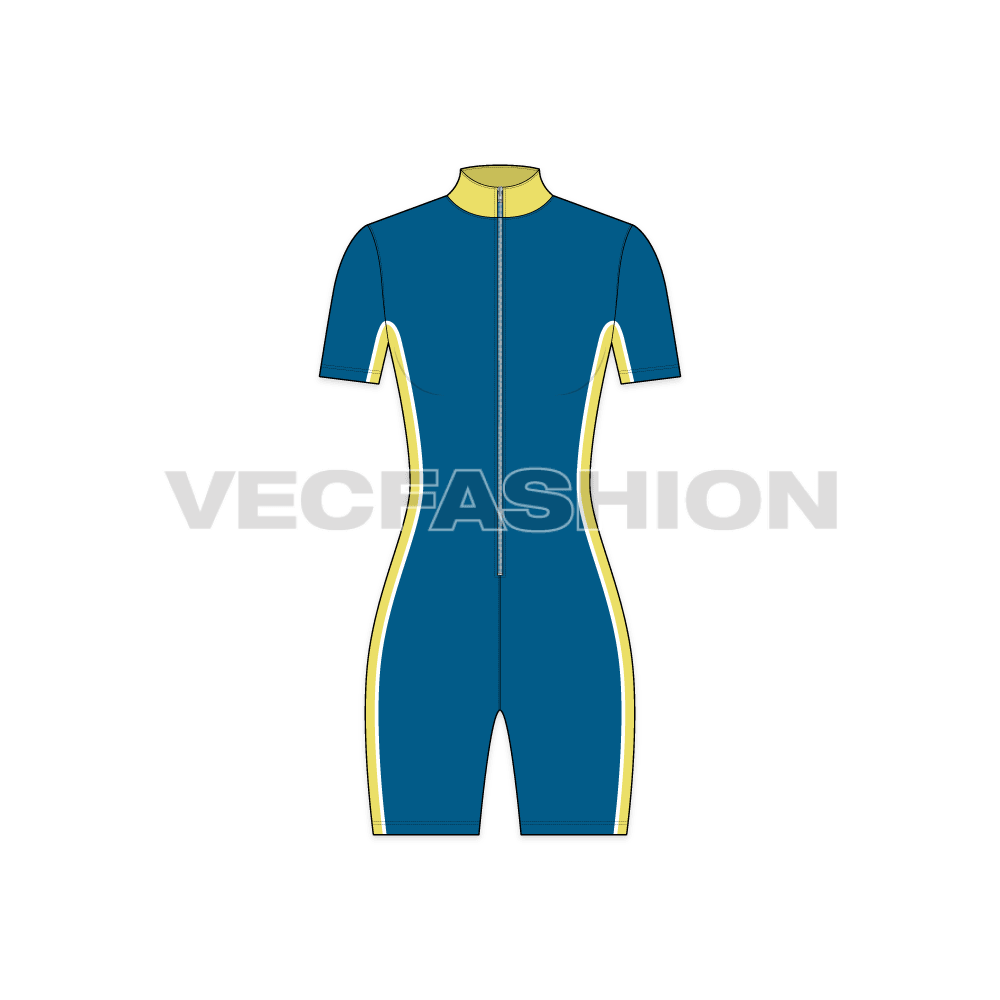 Womens swimming singlet flat sketch, front view