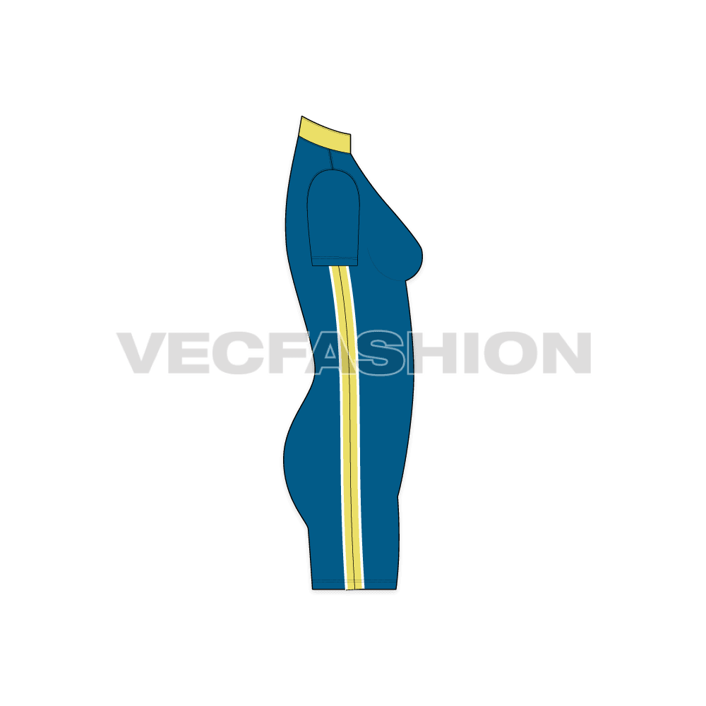 Womens swimming singlet flat sketch, side view