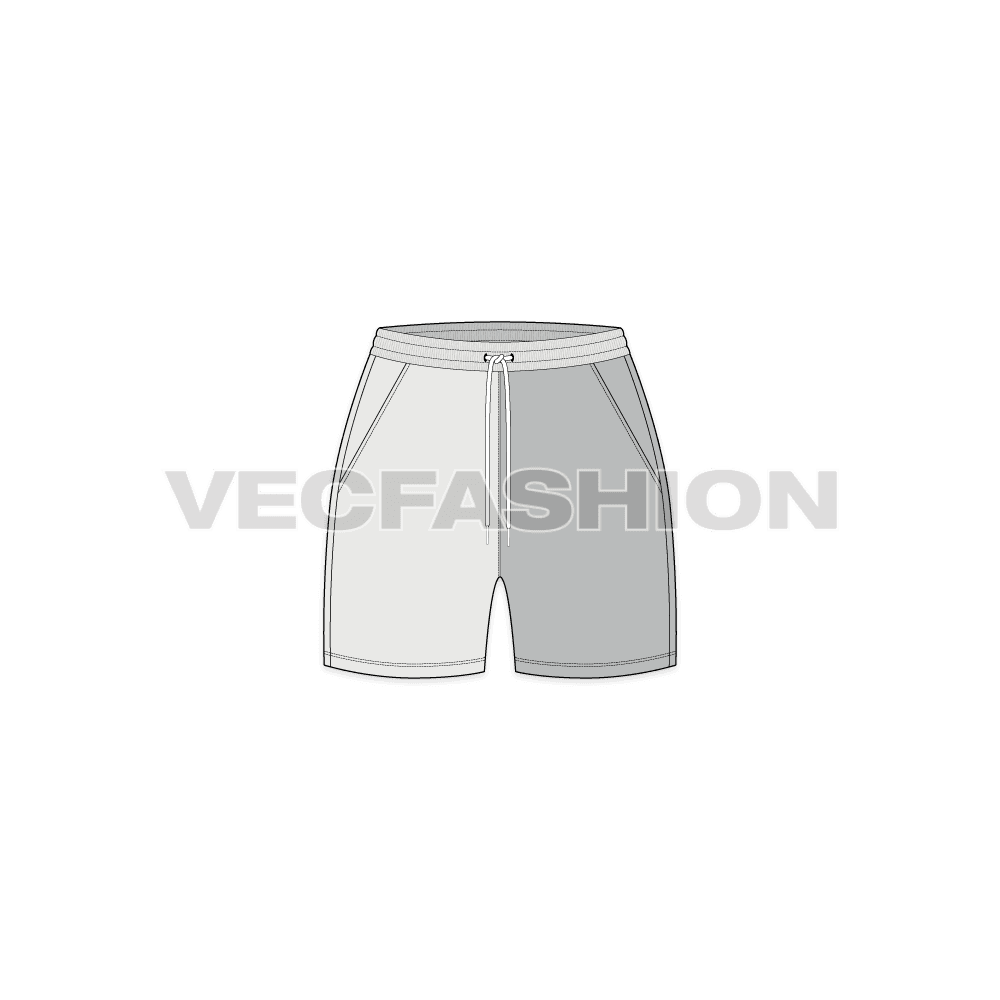 Womens swimming trunks flat sketch, front view