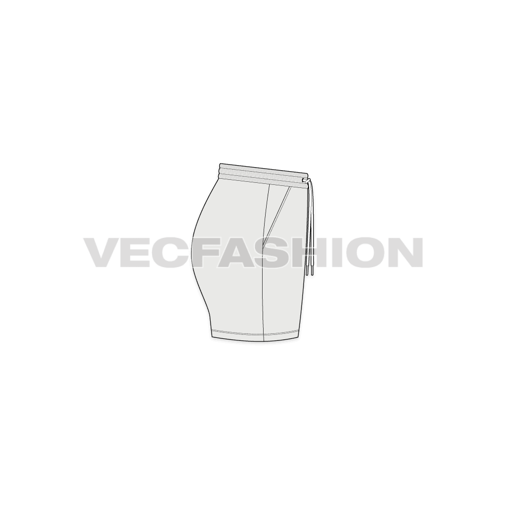 Womens swimming trunks flat sketch, side view