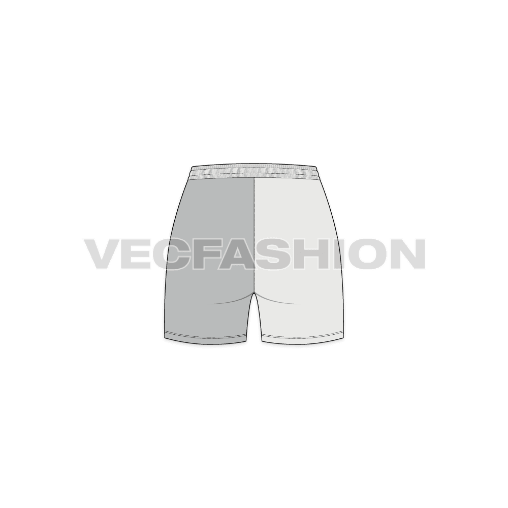 Womens swimming trunks flat sketch, back view