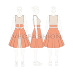 Womens swing dress flat sketch, croqui sketch