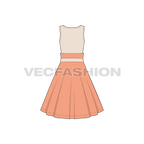 Womens swing dress flat sketch, back view