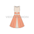 Womens swing dress flat sketch, front view