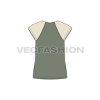 Womens t-shirt top flat sketch, back view