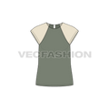 Womens t-shirt top flat sketch, front view