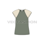 Womens t-shirt top flat sketch, front view