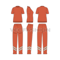Womens t-shirt tracksuit flat sketch, showing all views, front, side and back