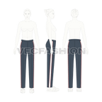 Womens tapered pants flat sketch, on croqui