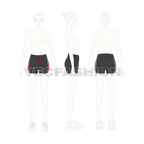 Womens tech vector shorts flat sketch, croqui sketch