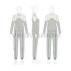 Womens terry tracksuit flat sketch, on croqui