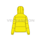 Women's Thick Puffer Jacket flat sketch, back view