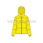 Women's Thick Puffer Jacket flat sketch, front view