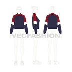 Womens track jacket flat sketch, croqui sketch