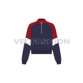 Womens track jacket flat sketch, front view