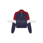 Womens track jacket flat sketch, front view