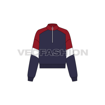 A vector template for Women's Track Jacket. This vector jacket sketch is fully editable and have contrast panels on sleeves and shoulder. A great design for your upcoming collection.