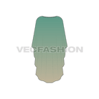 Womens traditional beach kaftan flat sketch, front view