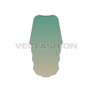 A vector template for Women's Traditional Beach Kaftan. It is dyed in two tones and giving an interesting effect.