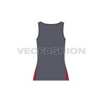 Womens training compression vest flat sketch, back view