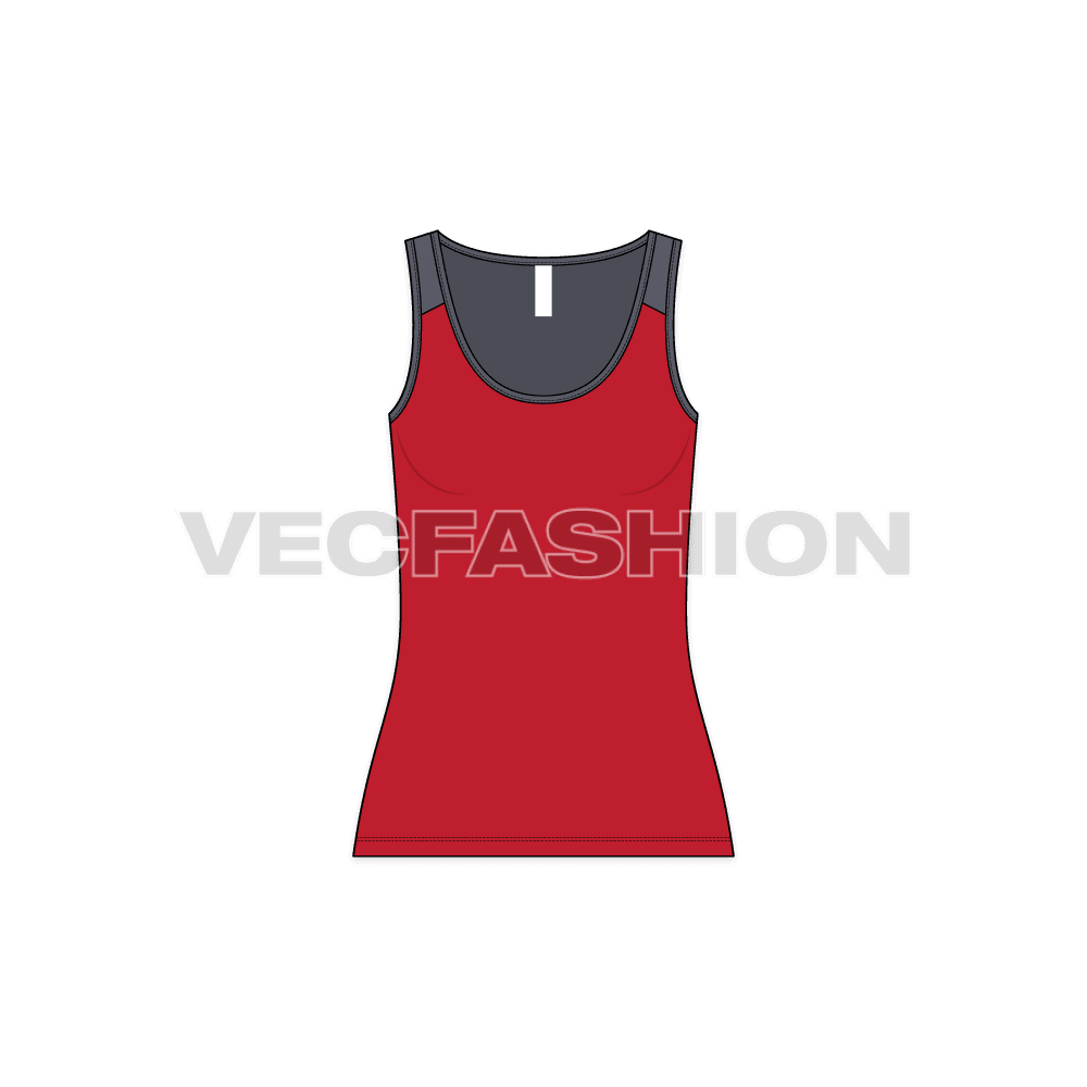 A new template for Women's Training Compression Vest. It is using two colors to give a sporty look. This is normally made of lycra material and best for training or running purposes.