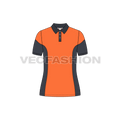 Womens training polo shirt flat sketch, front view