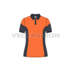 Womens training polo shirt flat sketch, front view