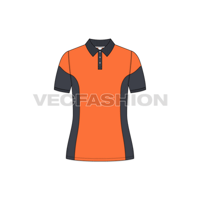 Women's Training Polo Shirt vector clothing sketch - front view