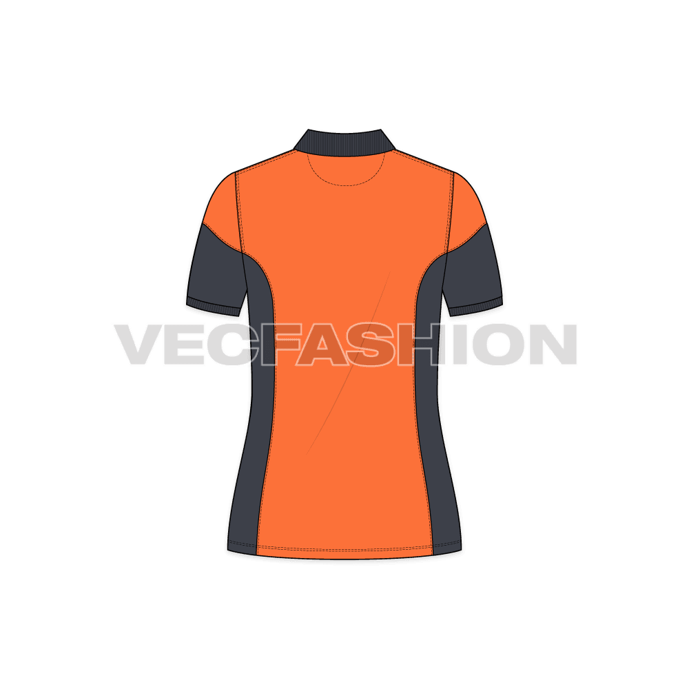 Women's Training Polo Shirt vector clothing sketch - back view