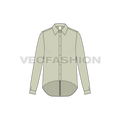 Womens trendy shirt flat sketch, front view