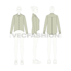 Womens trendy shirt flat sketch, croqui sketch