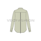 Womens trendy shirt flat sketch, back view