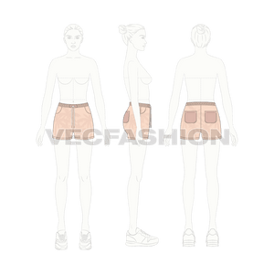 A fashion vector for women TropicalSwim Shorts showing on female body template