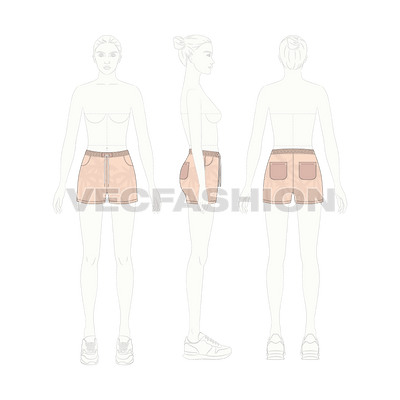 A fashion vector for women TropicalSwim Shorts showing on female body template