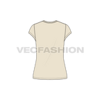 Womens v-neck cap sleeved tee flat sketch, back view
