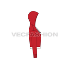 Womens v-neck crop hoodie flat sketch, side view