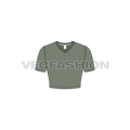 Womens v-neck crop tee flat sketch, front view
