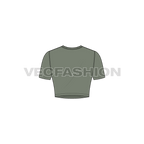 Womens v-neck crop tee flat sketch, back view