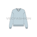 Womens v-neck drop shoulder sweatshirt flat sketch, front view