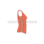 Womens v-neck fitted top flat sketch, side view